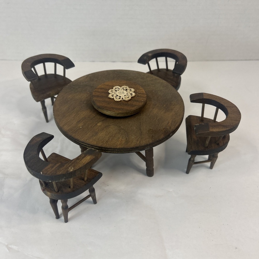 Vintage Dollhouse Lazy Susan Table And Chairs By Rinco Ltd Japan
